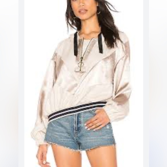 Free People Starshine Quarter Zip Jacket in Ivory Combo XS - Picture 1 of 15